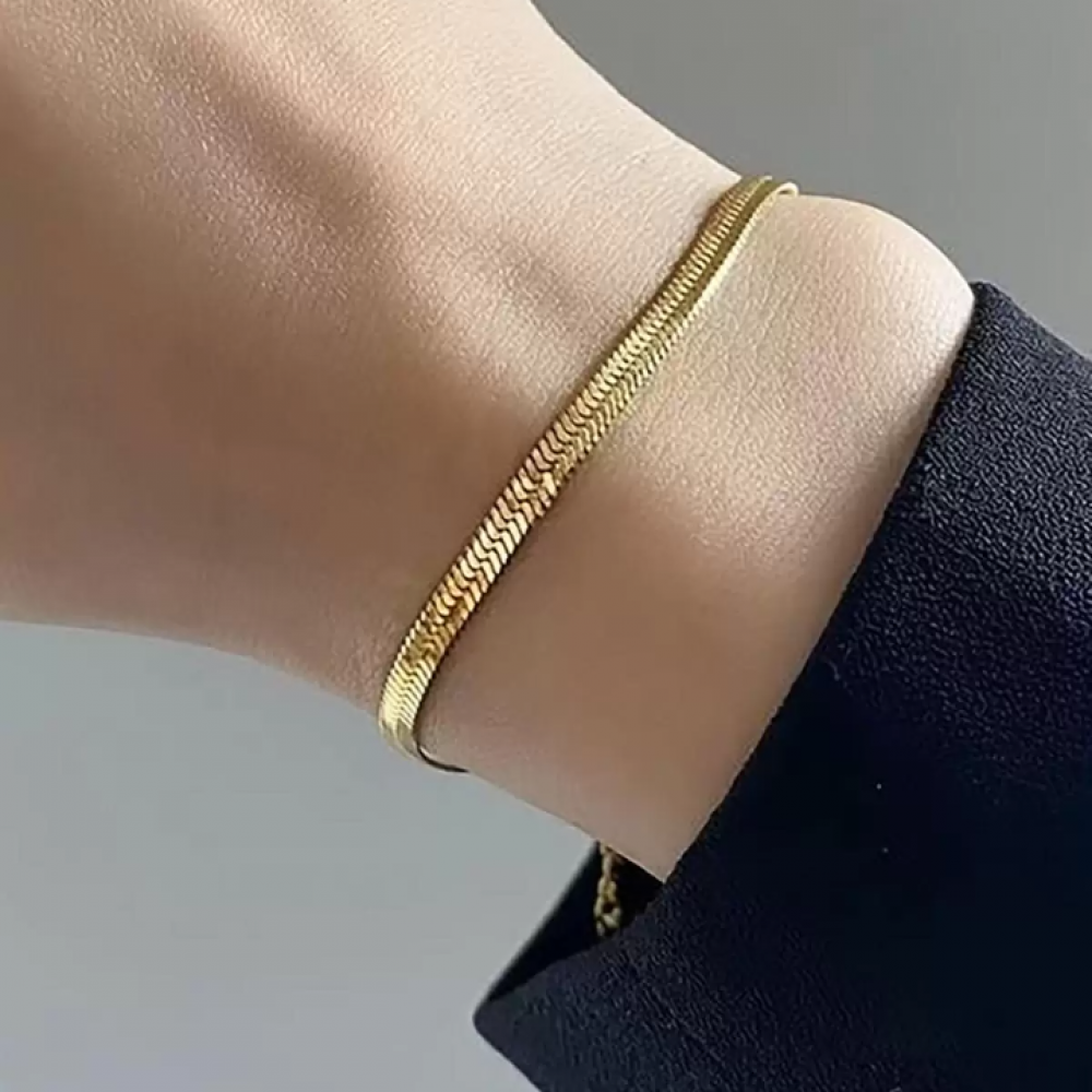  Altın Renk İtalyan Zinciri Çelik Bileklik (Unisex) 