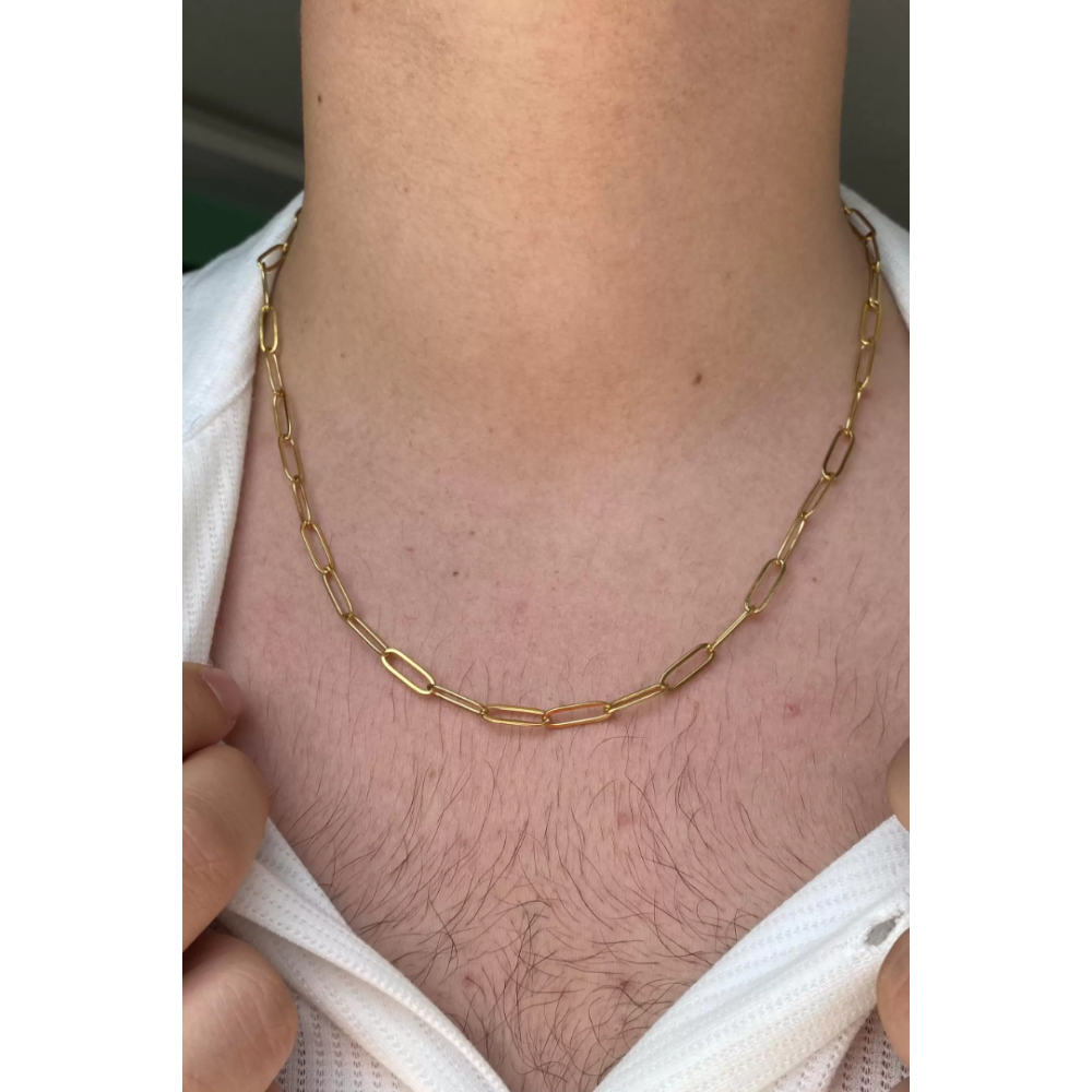 Altın Renk Unisex Çelik Zincir Kolye