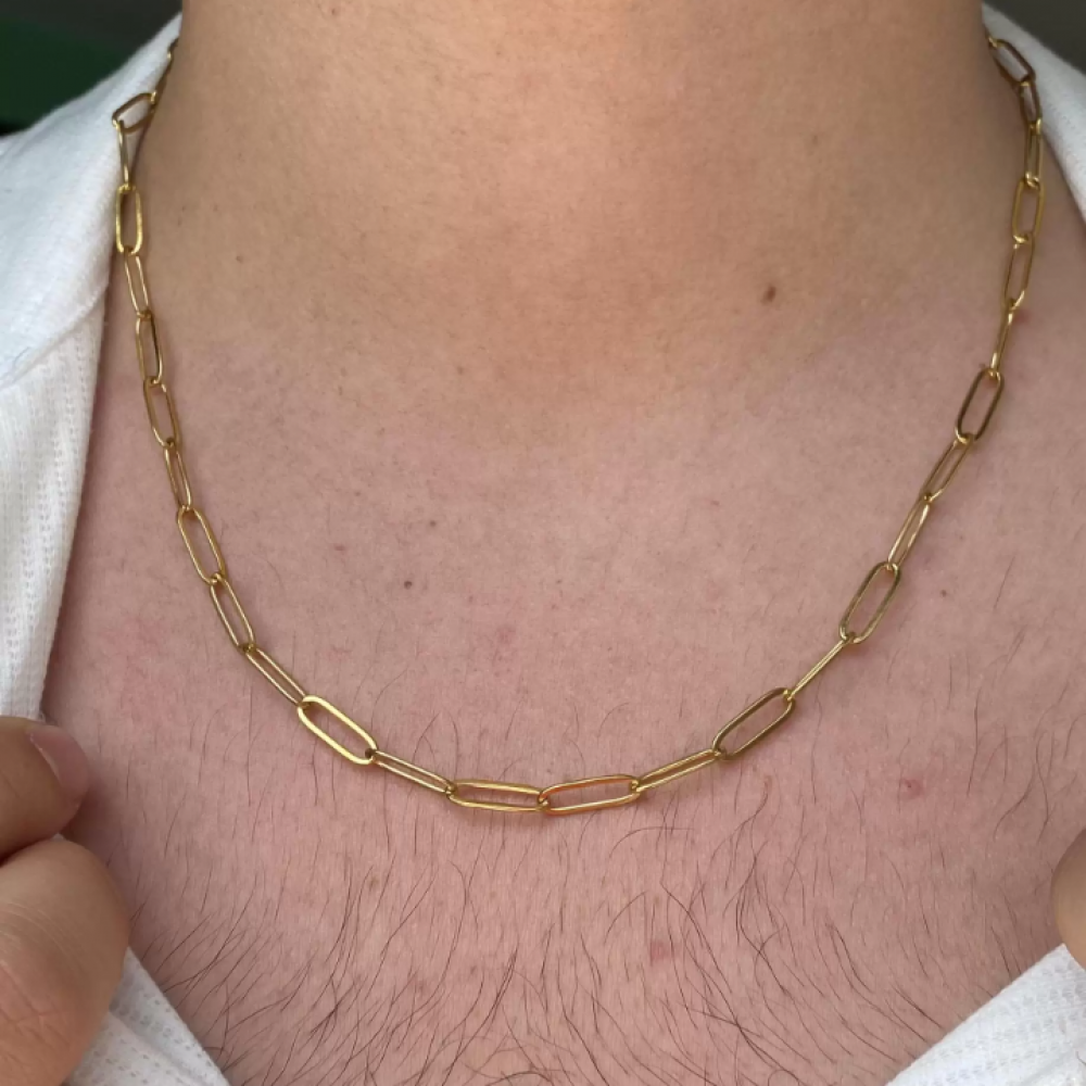 Altın Renk Unisex Çelik Zincir Kolye