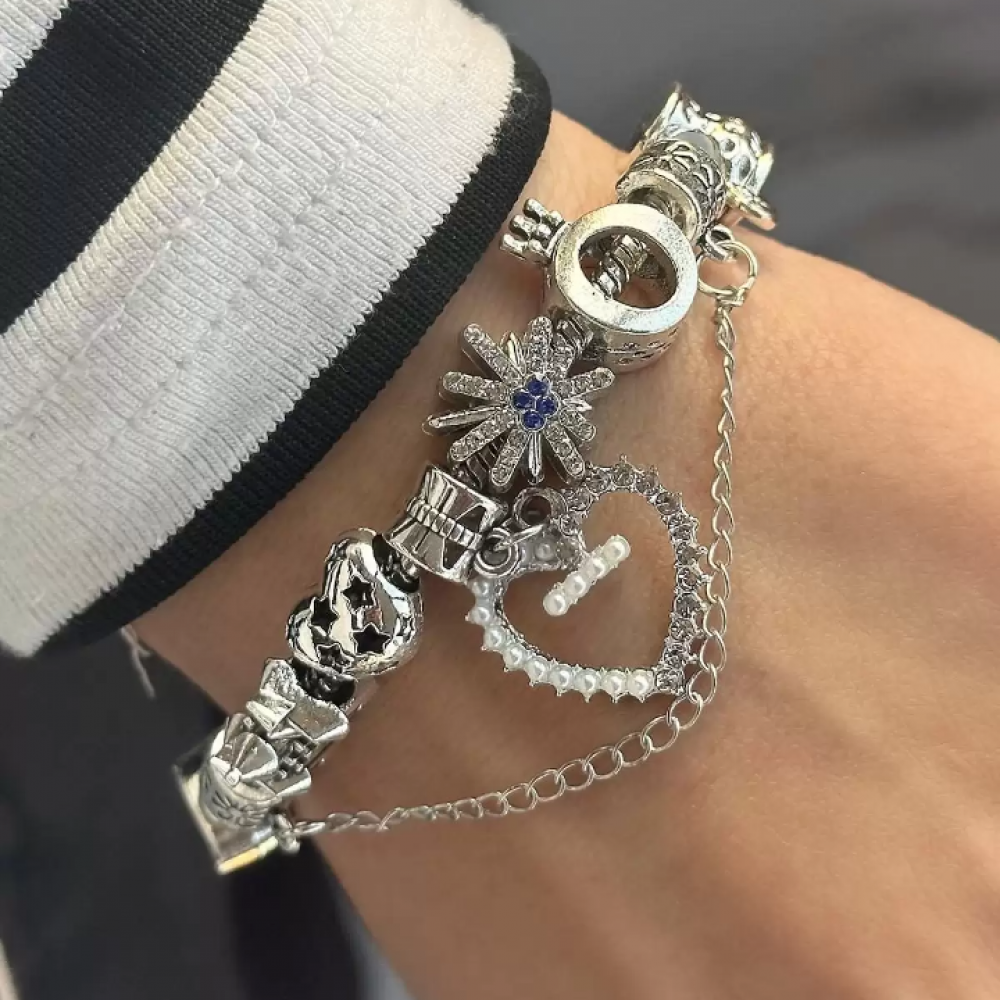 Gümüş Renk Karışık Figürlü Pandora Bileklik