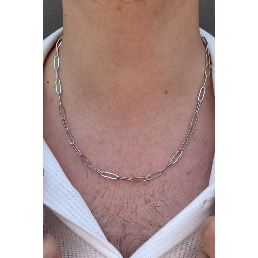 Gümüş Renk Unisex Çelik Zincir Kolye