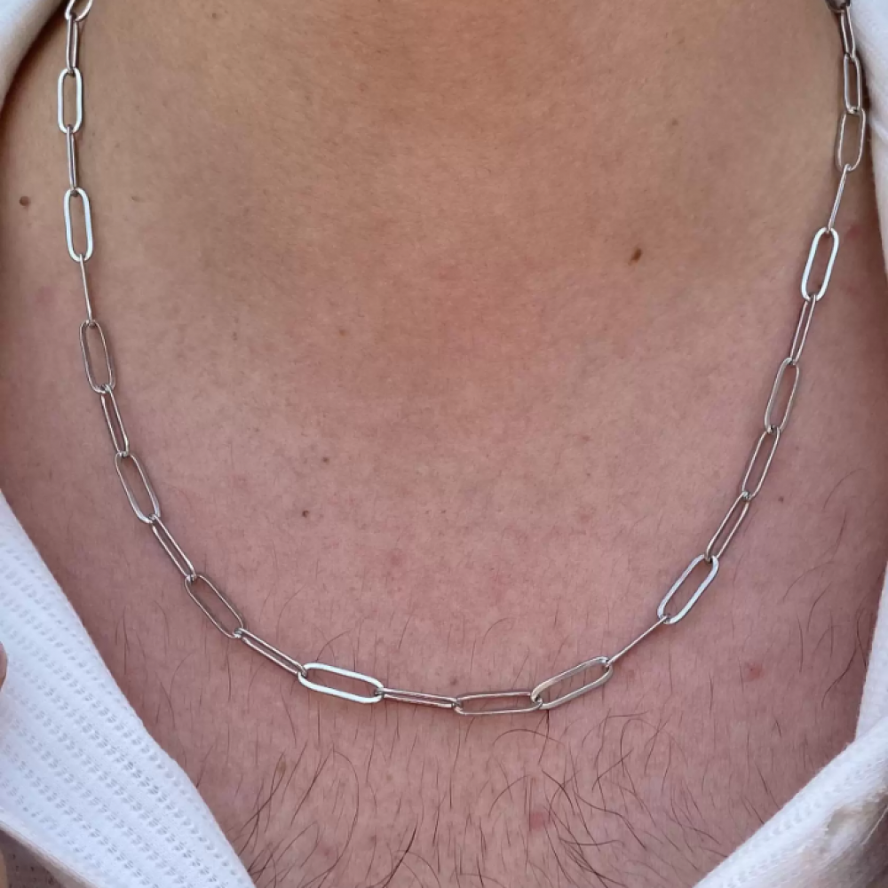 Gümüş Renk Unisex Çelik Zincir Kolye